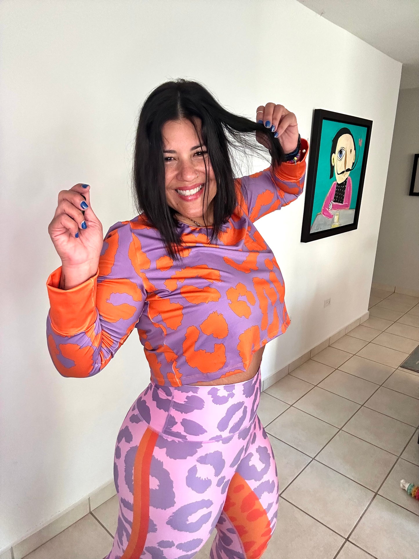 Conjunto Animal Print Naranja/Lila