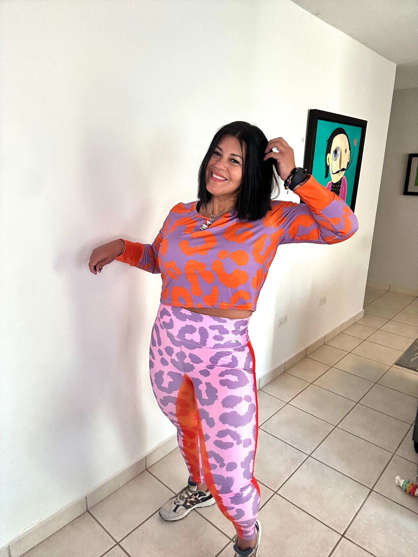 Conjunto Animal Print Naranja/Lila
