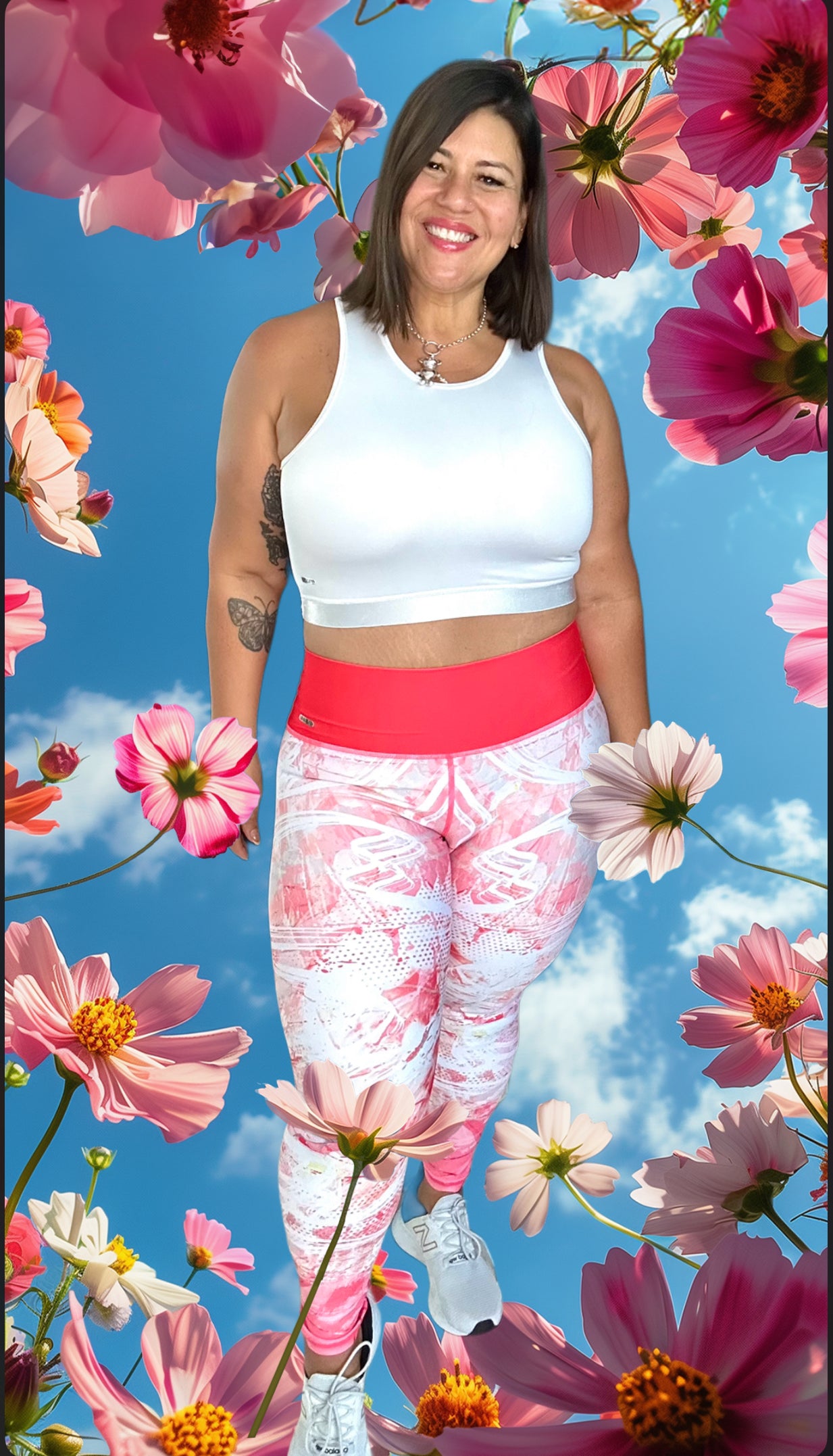 Legging Peach & White